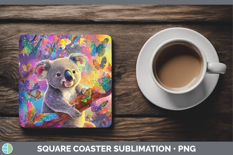 Safari Glitter Koala Square Coaster Sublimation Coaster Desi