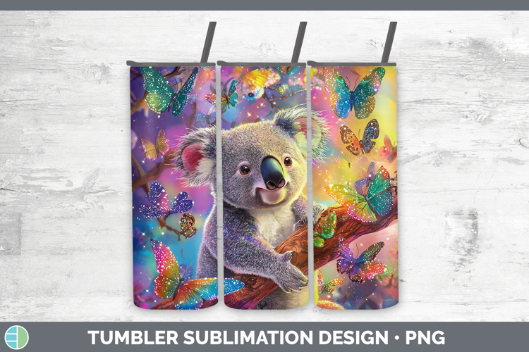 Safari Glitter Koala Tumbler Sublimation 20 oz Skinny Tumble