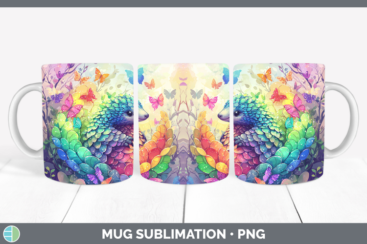 Safari Glitter Pangolin Mug Wrap Sublimation Coffee Cup Desi
