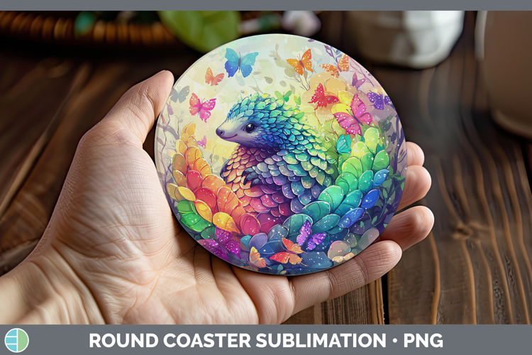 Safari Glitter Pangolin Round Coaster Sublimation Coaster De