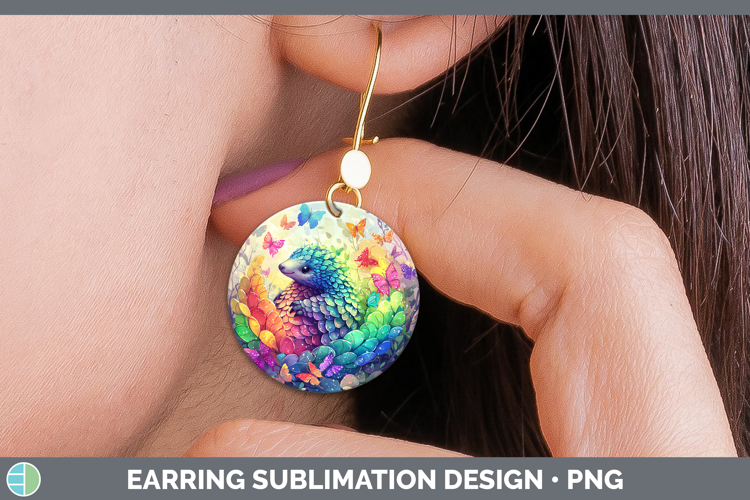 Safari Glitter Pangolin Round Earrings Sublimation Earrings