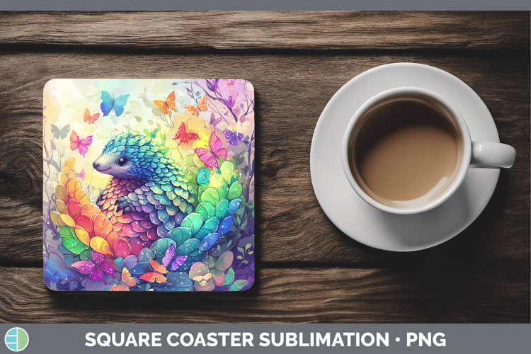 Safari Glitter Pangolin Square Coaster Sublimation Coaster D