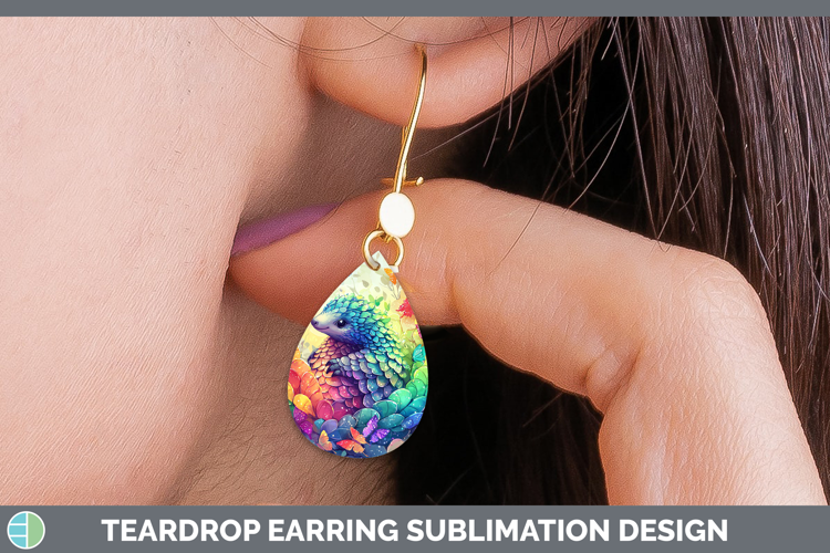 Safari Glitter Pangolin Teardrop Earrings Sublimation Earrin