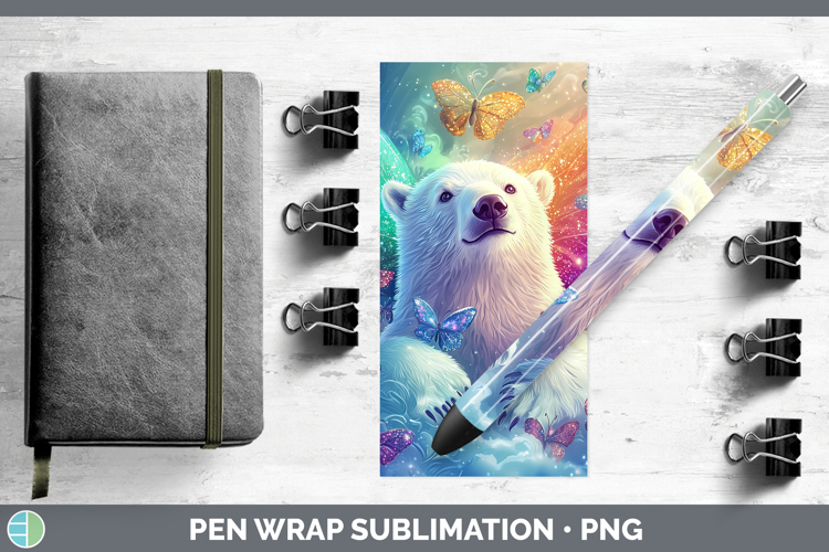 Safari Glitter Polar Bear Pen Wrap Sublimation Pen Designs
