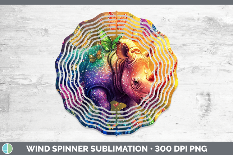 Safari Glitter Rhino Wind Spinner Sublimation Spinner Design