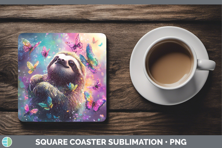 Safari Glitter Sloth Square Coaster Sublimation Coaster Desi