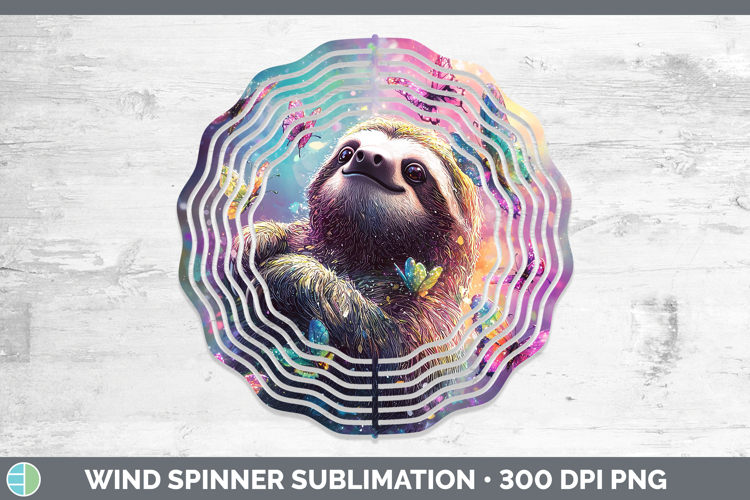 Safari Glitter Sloth Wind Spinner Sublimation Spinner Design