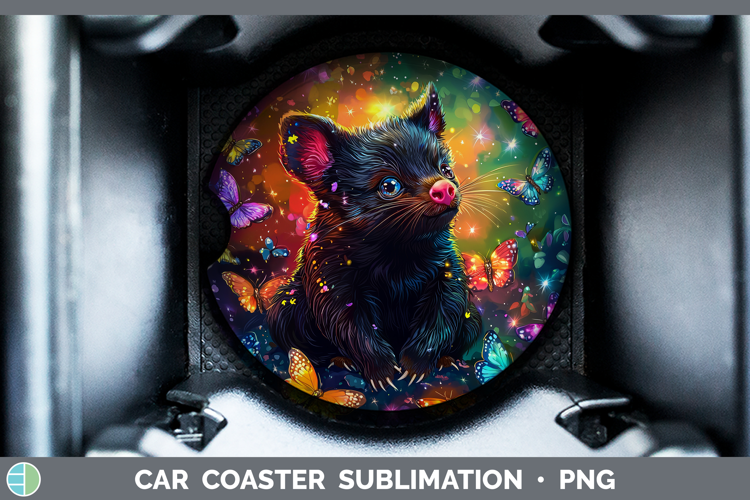 Safari Glitter Tasmanian Devil Car Coaster Sublimation Desi