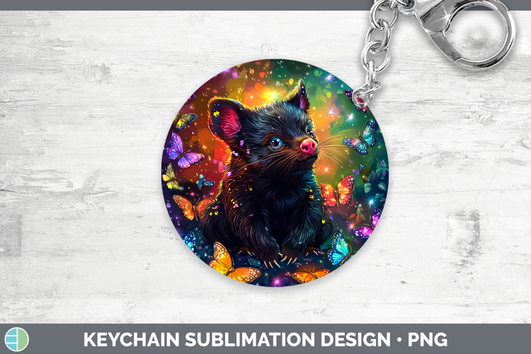 Safari Glitter Tasmanian Devil Keychain Sublimation Keyring
