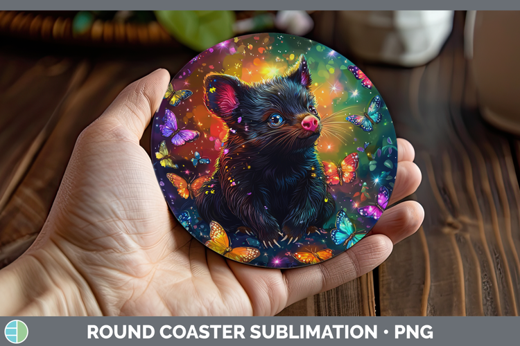 Safari Glitter Tasmanian Devil Round Coaster Sublimation Coa