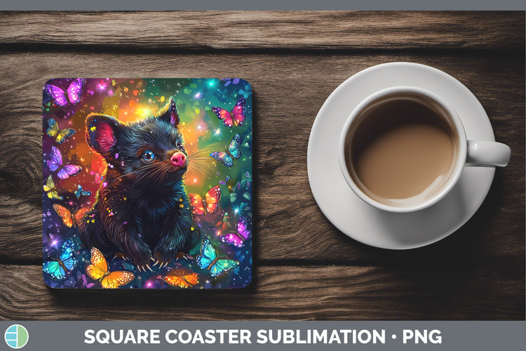 Safari Glitter Tasmanian Devil Square Coaster Sublimation Co