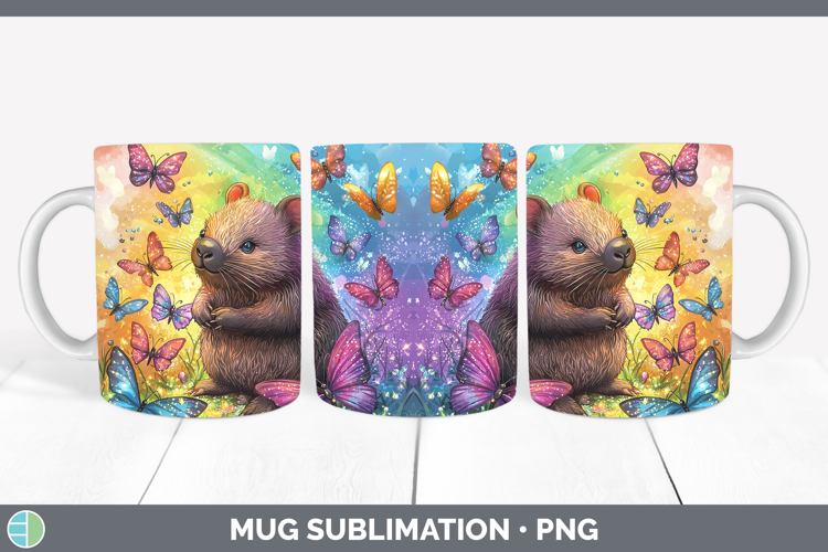Safari Glitter Wombat Mug Wrap Sublimation Coffee Cup Design