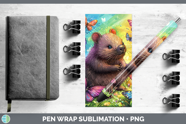 Safari Glitter Wombat Pen Wrap Sublimation Pen Designs