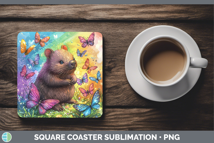 Safari Glitter Wombat Square Coaster Sublimation Coaster Des