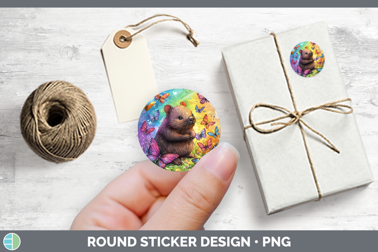 Safari Glitter Wombat Stickers | Round Labels Designs