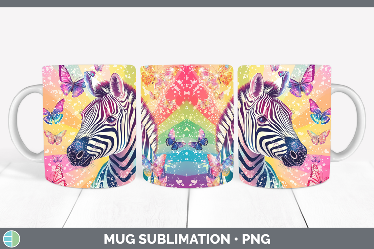 Safari Glitter Zebra Mug Wrap Sublimation Coffee Cup Designs