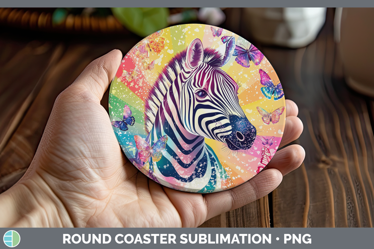 Safari Glitter Zebra Round Coaster Sublimation Coaster Desig
