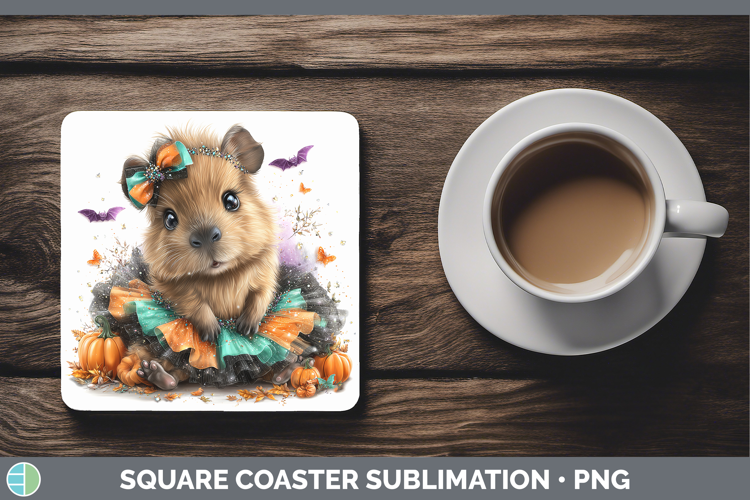 Safari Halloween Capybara Square Coaster Sublimation Coaster