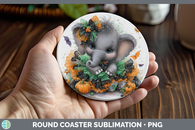 Safari Halloween Elephant Round Coaster Sublimation Coaster