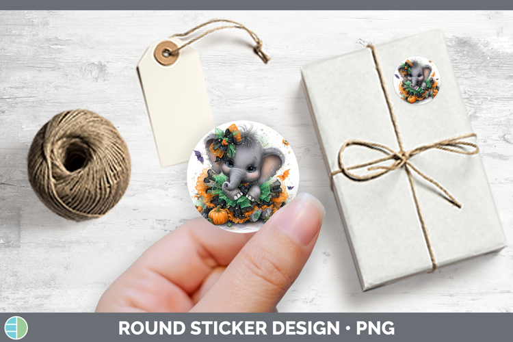 Safari Halloween Elephant Stickers | Round Labels Designs