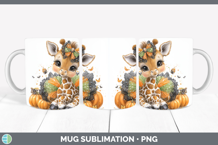 Safari Halloween Giraffe Mug Wrap Sublimation Coffee Cup Des