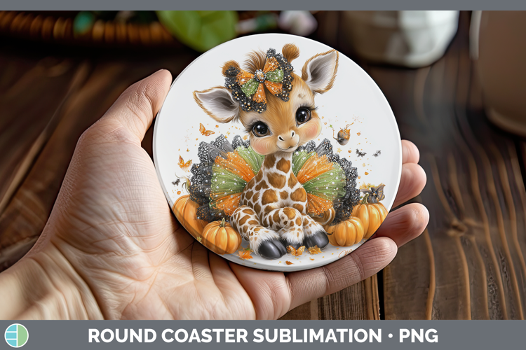 Safari Halloween Giraffe Round Coaster Sublimation Coaster D