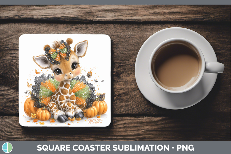 Safari Halloween Giraffe Square Coaster Sublimation Coaster