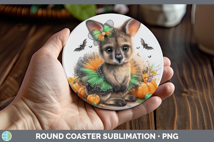 Safari Halloween Kangaroo Round Coaster Sublimation Coaster