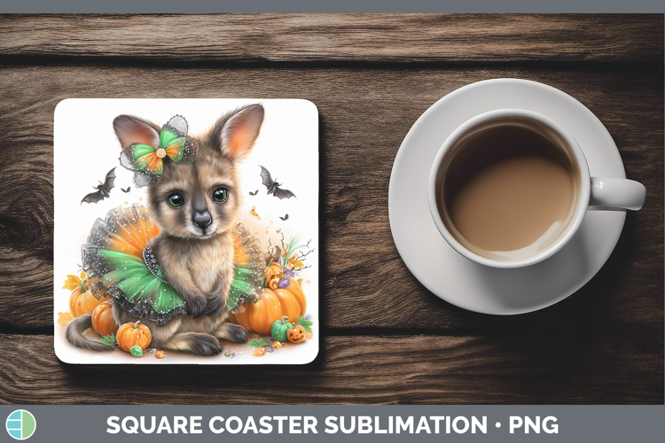 Safari Halloween Kangaroo Square Coaster Sublimation Coaster