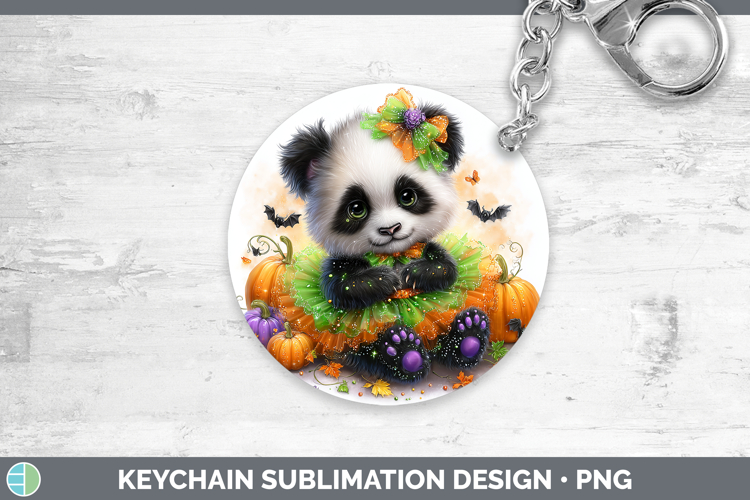 Safari Halloween Panda Bear Keychain Sublimation Keyring Des