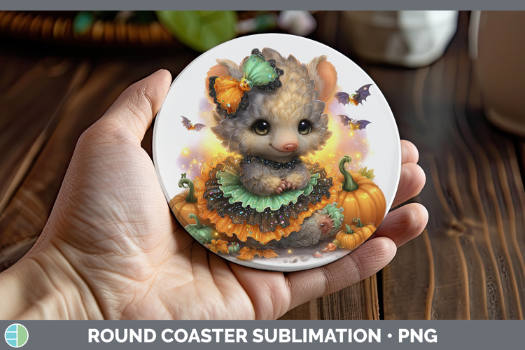 Safari Halloween Pangolin Round Coaster Sublimation Coaster
