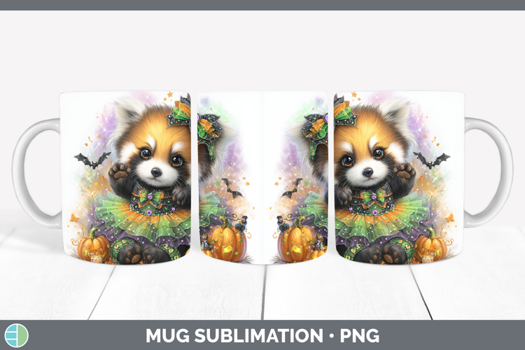 Safari Halloween Red Panda Mug Wrap Sublimation Coffee Cup D
