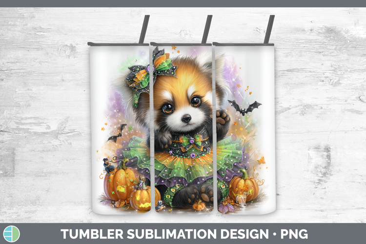 Safari Halloween Red Panda Tumbler Sublimation 20 oz Skinny