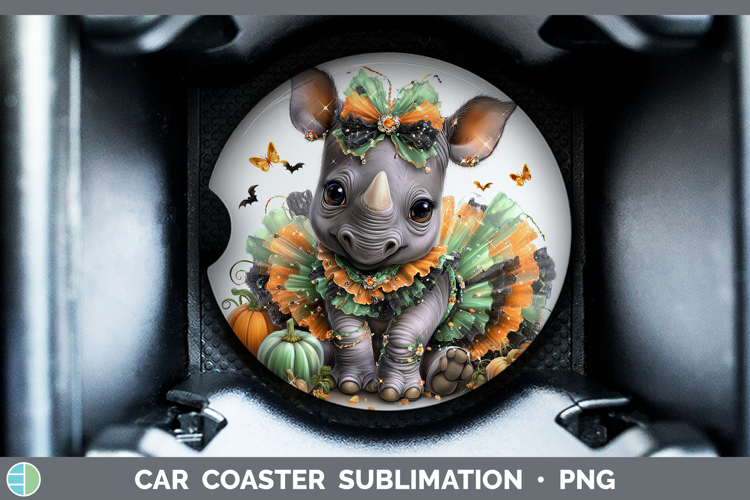 Safari Halloween Rhino Car Coaster Sublimation Designs
