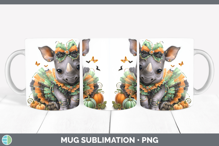 Safari Halloween Rhino Mug Wrap Sublimation Coffee Cup Desig