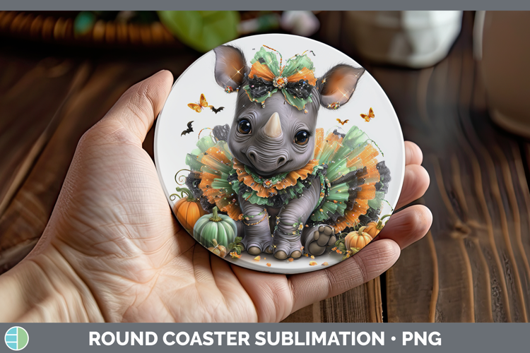 Safari Halloween Rhino Round Coaster Sublimation Coaster Des