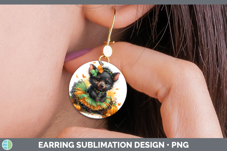Safari Halloween Tasmanian Devil Round Earrings Sublimation