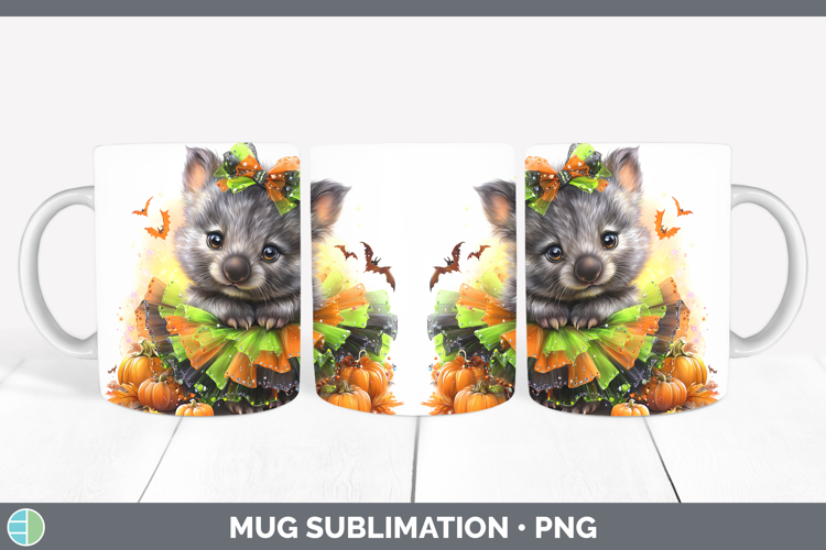 Safari Halloween Wombat Mug Wrap Sublimation Coffee Cup Desi