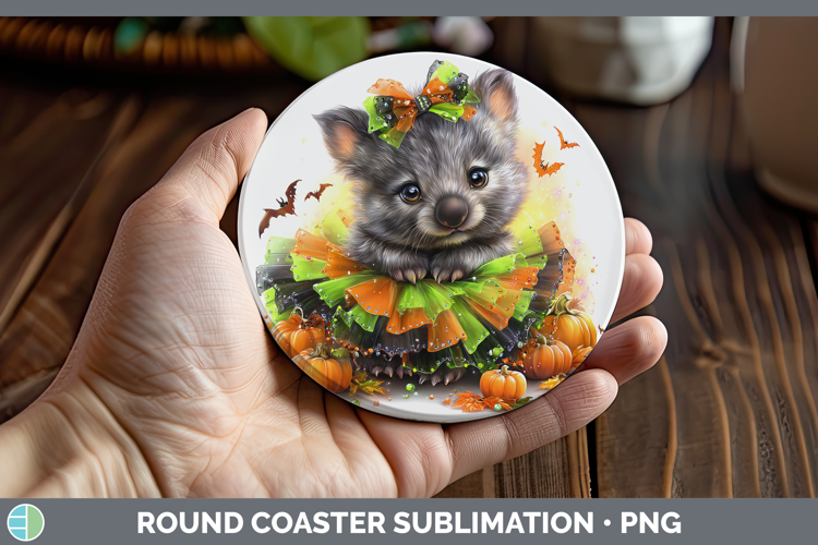 Safari Halloween Wombat Round Coaster Sublimation Coaster De