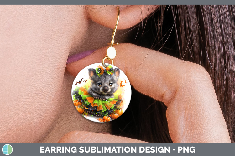 Safari Halloween Wombat Round Earrings Sublimation Earrings