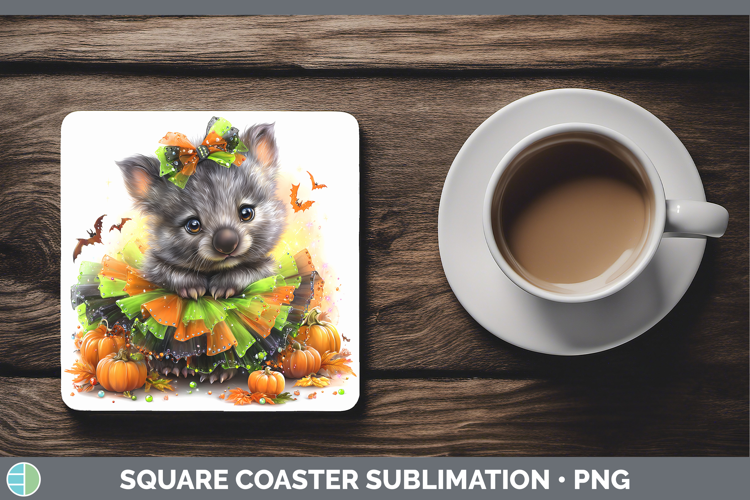 Safari Halloween Wombat Square Coaster Sublimation Coaster D