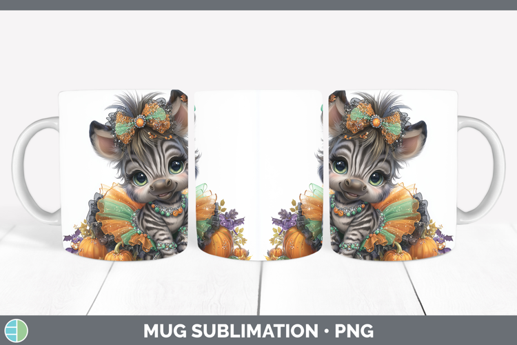 Safari Halloween Zebra Mug Wrap Sublimation Coffee Cup Desig