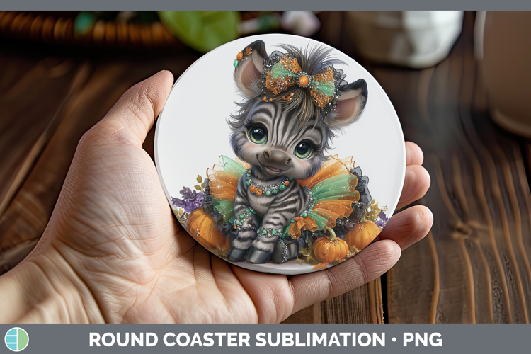 Safari Halloween Zebra Round Coaster Sublimation Coaster Des