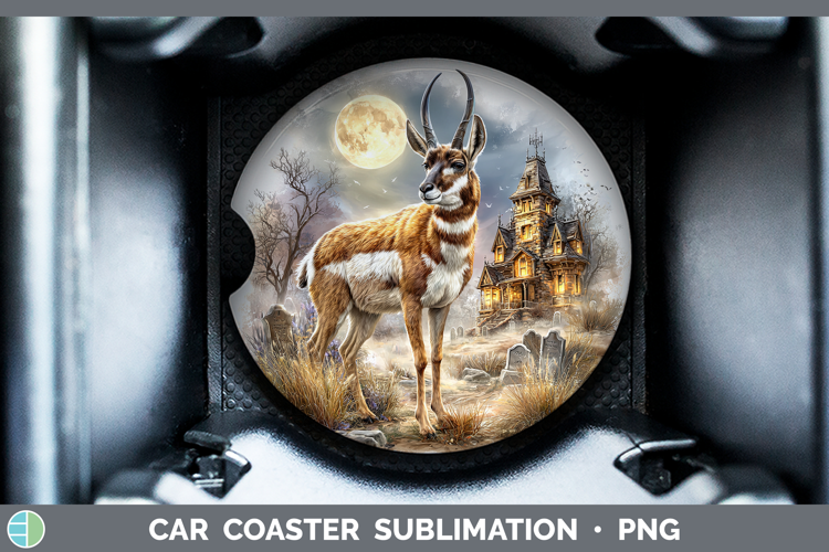 Antelope Car Coaster Safari Haunted Halloween Sublimation D
