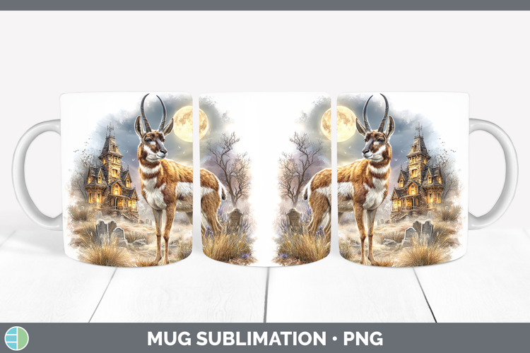 Antelope Mug Wrap Safari Haunted Halloween Sublimation Coffe