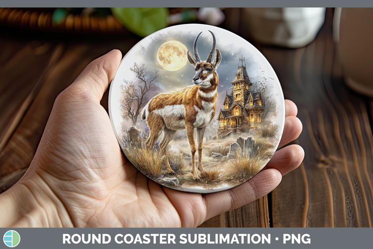 Antelope Round Coaster Safari Haunted Halloween Sublimation