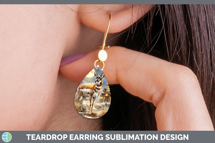 Antelope Teardrop Earrings Safari Haunted Halloween Sublimat