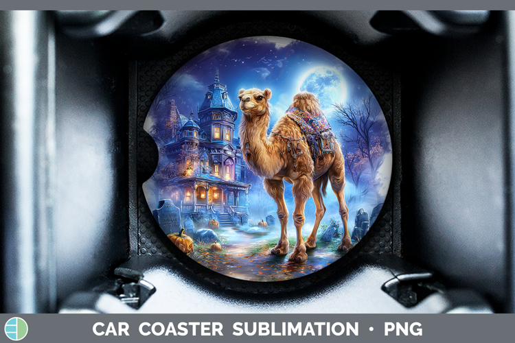 Camel Car Coaster Safari Haunted Halloween Sublimation Desi