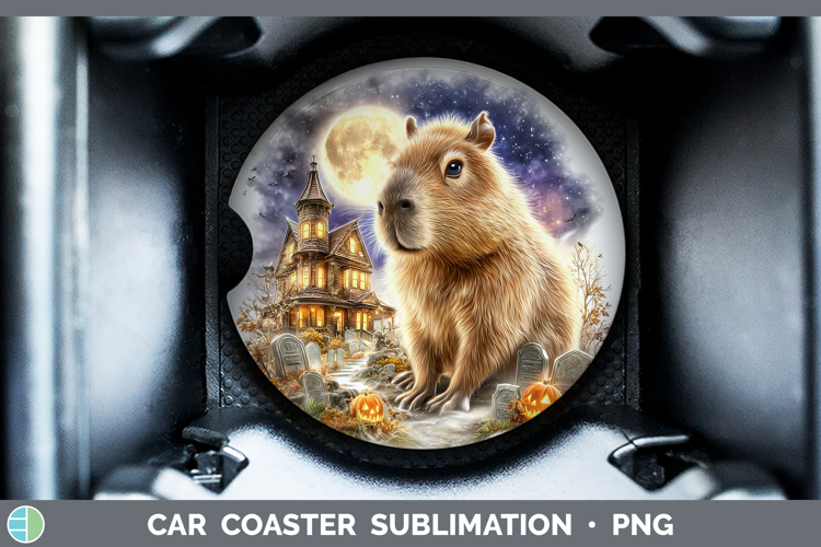 Capybara Car Coaster Safari Haunted Halloween Sublimation D
