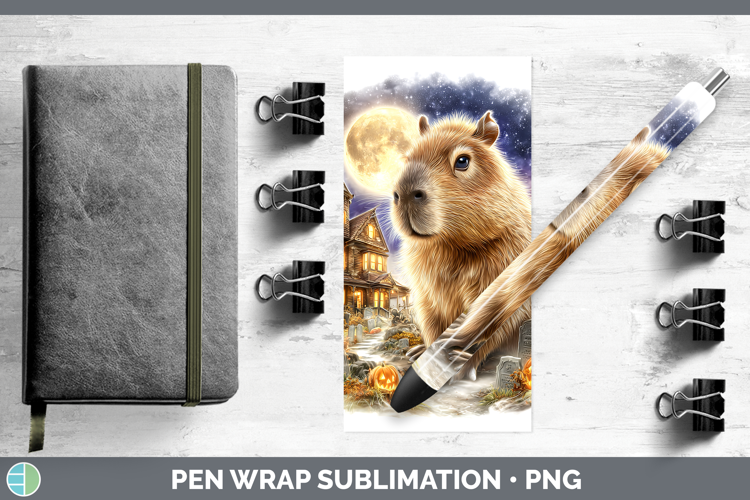 Capybara Pen Wrap Safari Haunted Halloween Sublimation Pen D
